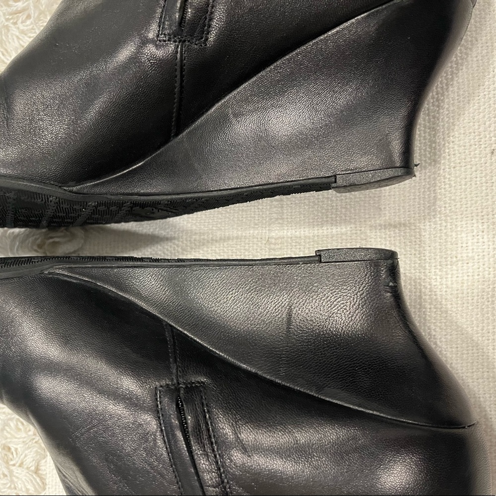 RARE Gucci Designer Black Leather Knee High Wedge Luxury Boots Size 40 - Picture 13 of 15